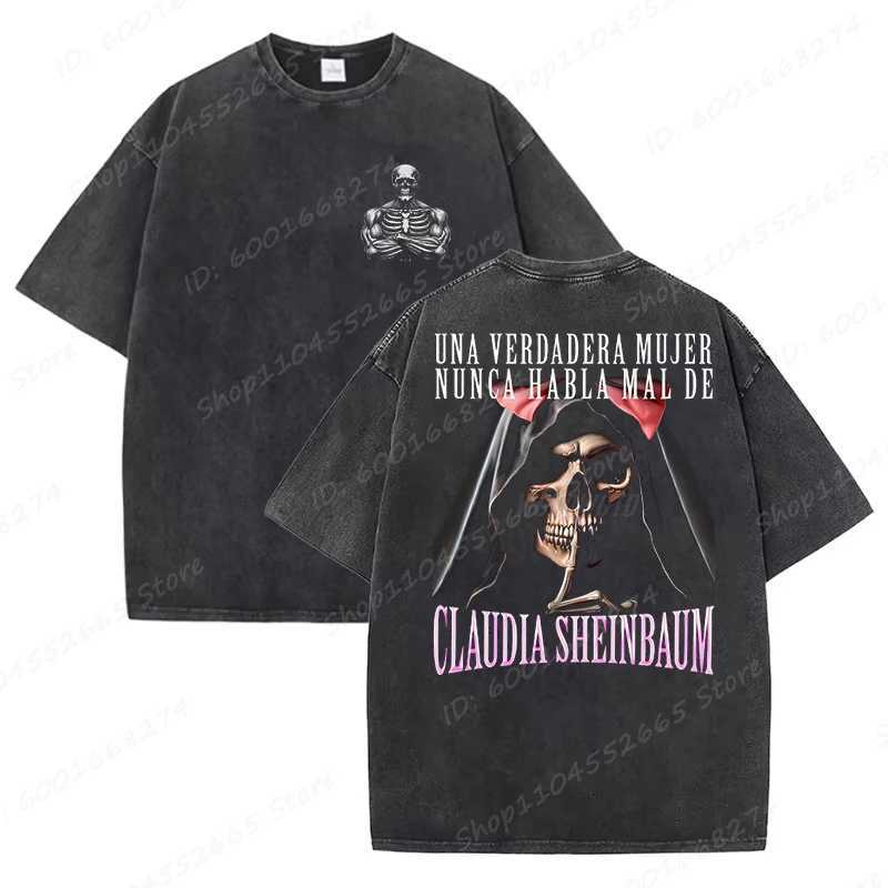 Mens Oversized T Shirt Calacas Chidas Gym Print Washed T-Shirts Trendy Summer Streetwear Tees Aesthetic Casual Skeleton Tops Z250527