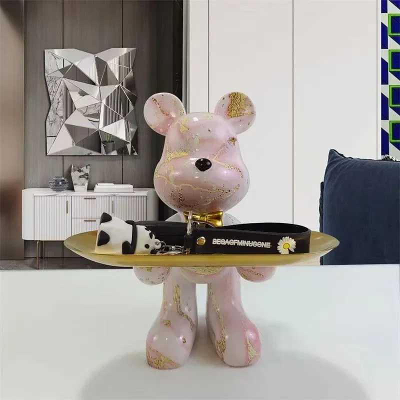 21cm Graffiti Bear Ornament Figurine Home Decoration Animal Statue Keys Storage Shelf Modern Room Sculpture Table Decor Gift Y250524
