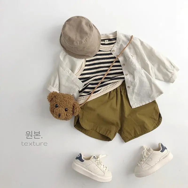 Childrens Summer Korean Retro Shorts Boys and Girls Casual Thin Outdoor Wear for 250527