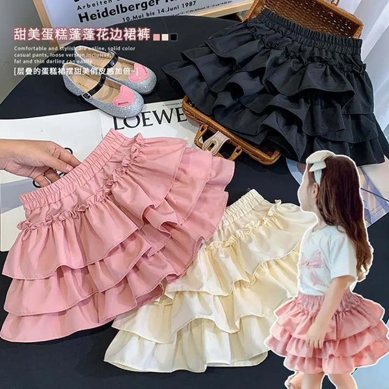 Children Girls Pleated Cake Skirts Summer Elastic Waist Infant Babys Bubble Toddler Kids Princess 250527