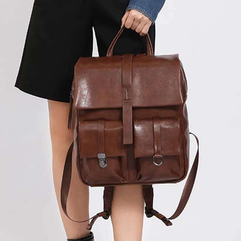 Vintage Women's Backpacks New Large Capacity Student School Bags PU Leather Laptop Bag Multifunctional Travel Women Backpack