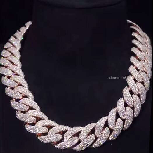 Hiphop 20mm Link Chunky Heavy Sier Iced Out Buss Down Miami Moissanite Cuban Chain