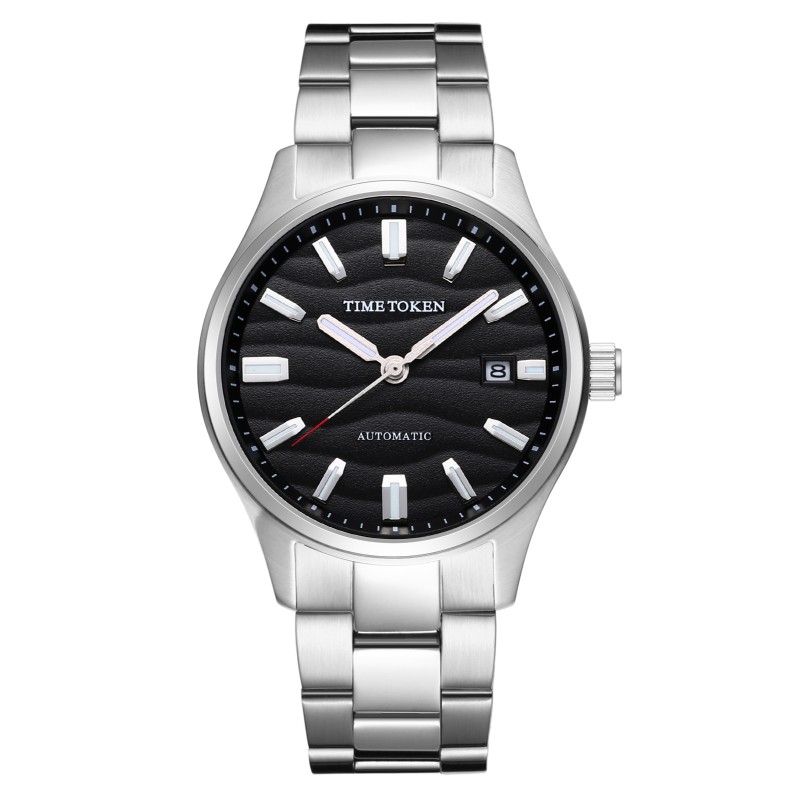 40mm TIMETOKEN Men's Automatic Dress Watch - Desert Texture, Sapphire, 50m Water Resistant, Luminescent