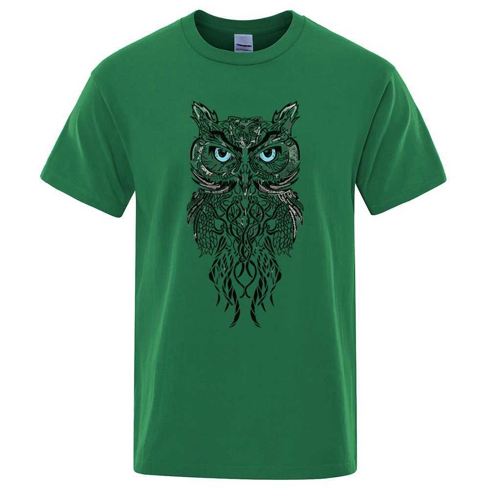New Men T-shirt Stylish Owl Pattern Casual Short Sleeves Round Collar Brand Mens Sport T-shirt Hip Hop Male Tops Tee Z250527