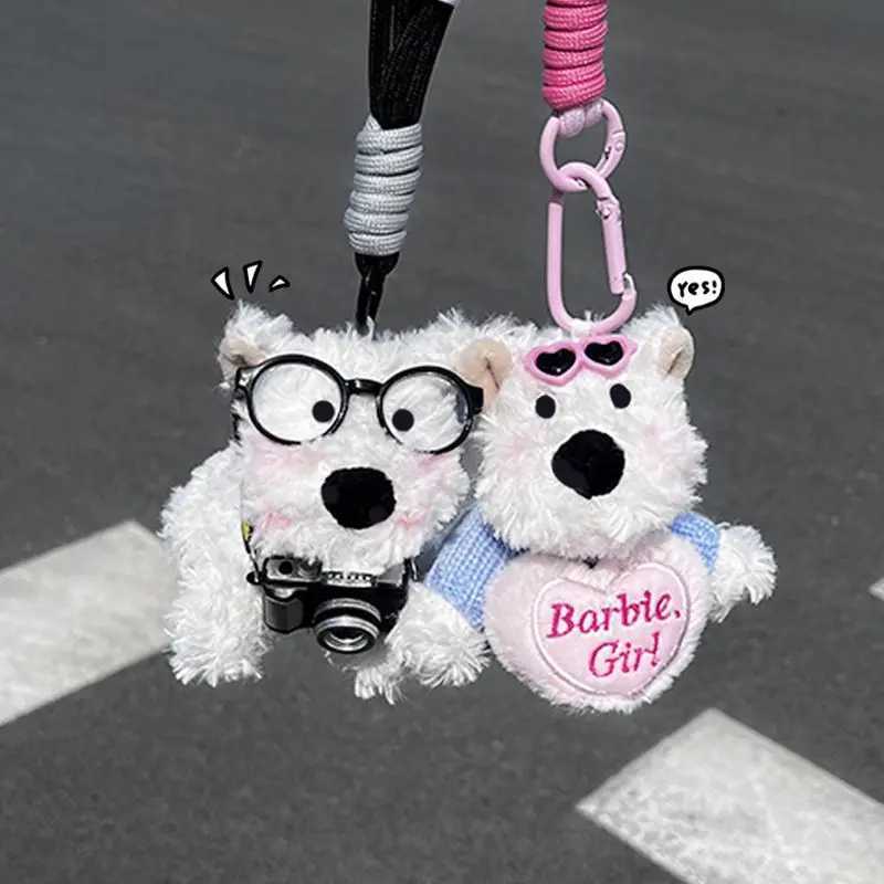 Various Outfits Cartoon Puppy Keychain Cute Small Dog Doll Plush Keychain For Bag Pendant Furry Puppy Keyrings For Couple Gifts W250526