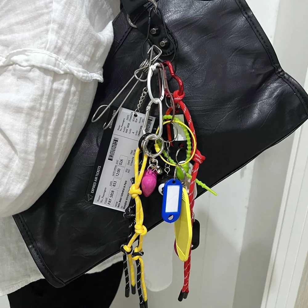 Korean Charm Nylon Handmade Rope Keychain Y2K Fashion Bag Pendant Jewelry DIY Sports Style Couple Bracelet Colorful Pendant Gift W250526