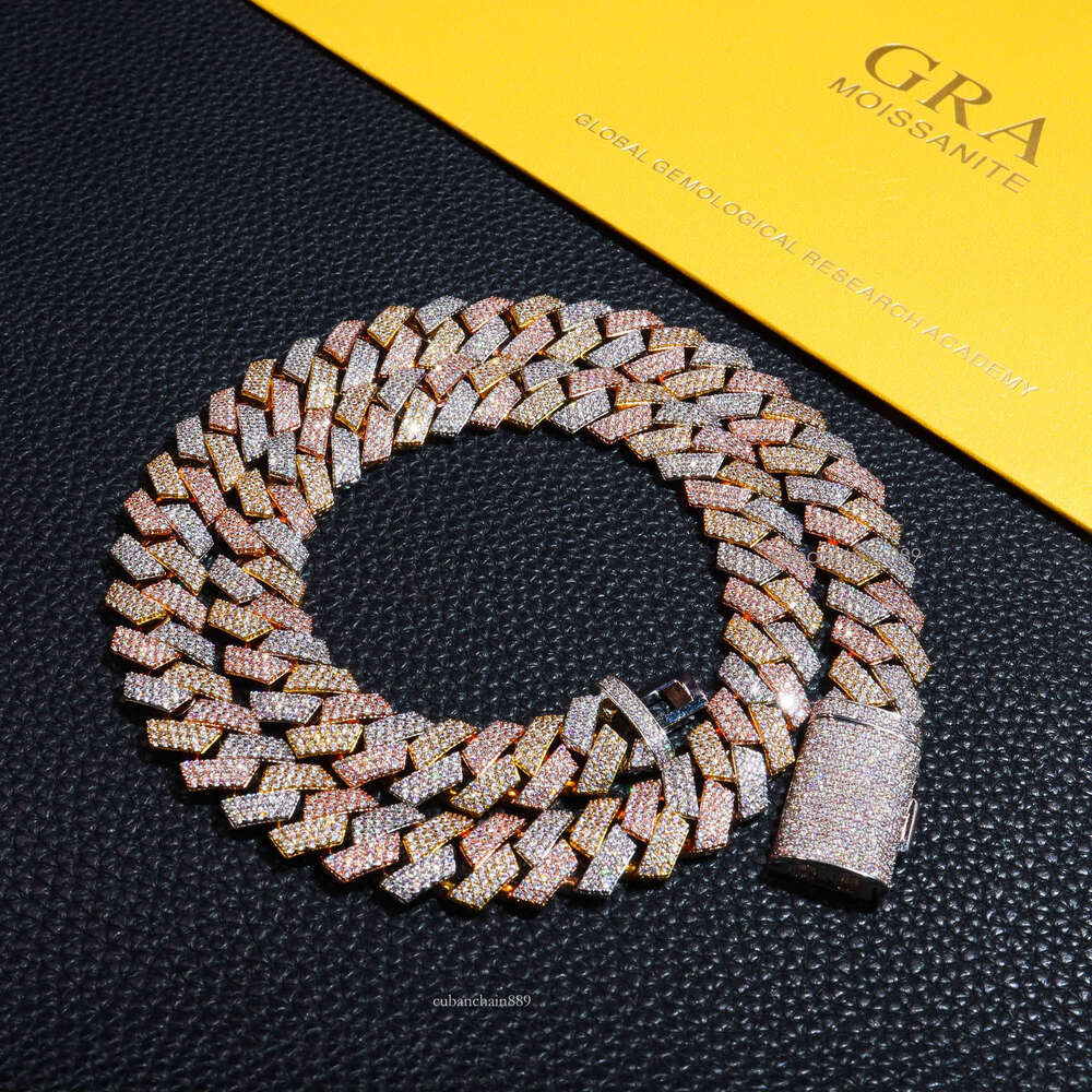 TOP HOT Hight Quality & Great Service Custom Jewelry Moissanite Cuban Link Chain Sterling Sier Hip Hop &Rapper Favor