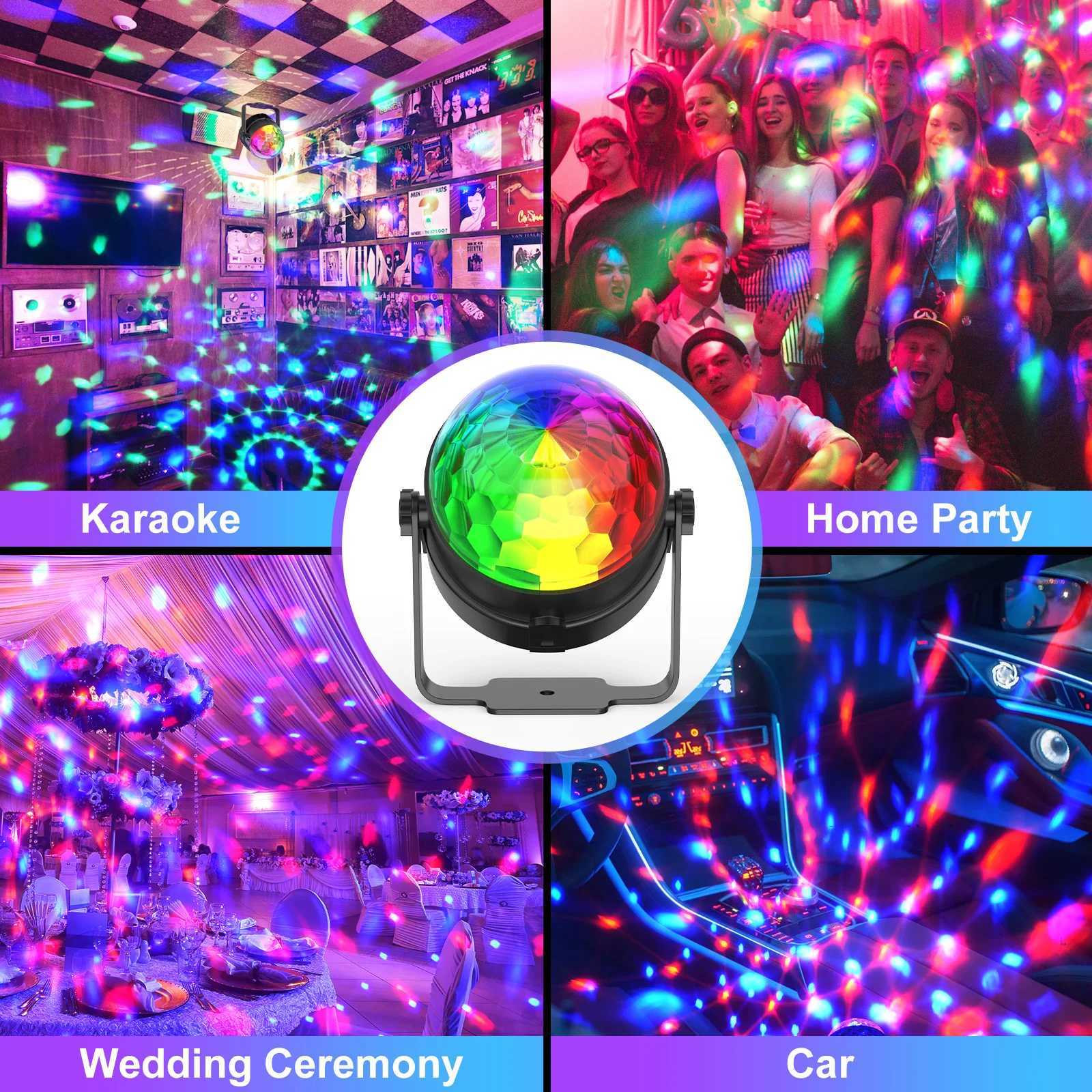 UKing 4PCS RGB LED Stage Disco Light Rotating DJ Ball Strobe Remote Control LED Magic Ball Light Christmas Party Club Show Lamp XJ250527