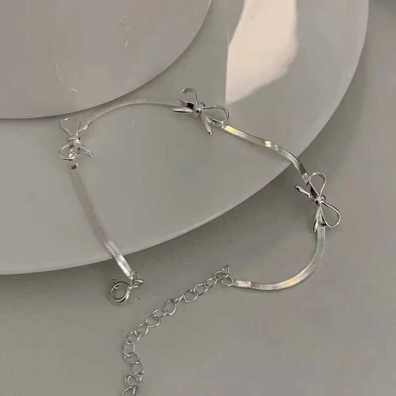 FTCY Simple Sweet Bow Bracelets for Women Girls Sparkling Ribbon Bowknot Snake Chain Bangle Chain Bracelet Party Jewelry Gifts W250526