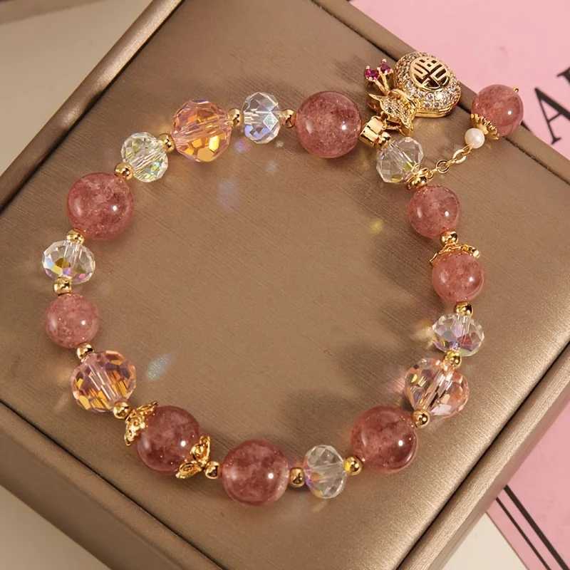 Fashion Sweet Pink Crystal Beads Bracelet for Women Men Attract Money Wealth Good Luck Bracelet Friendship Jewelry Birthday Gift W250526