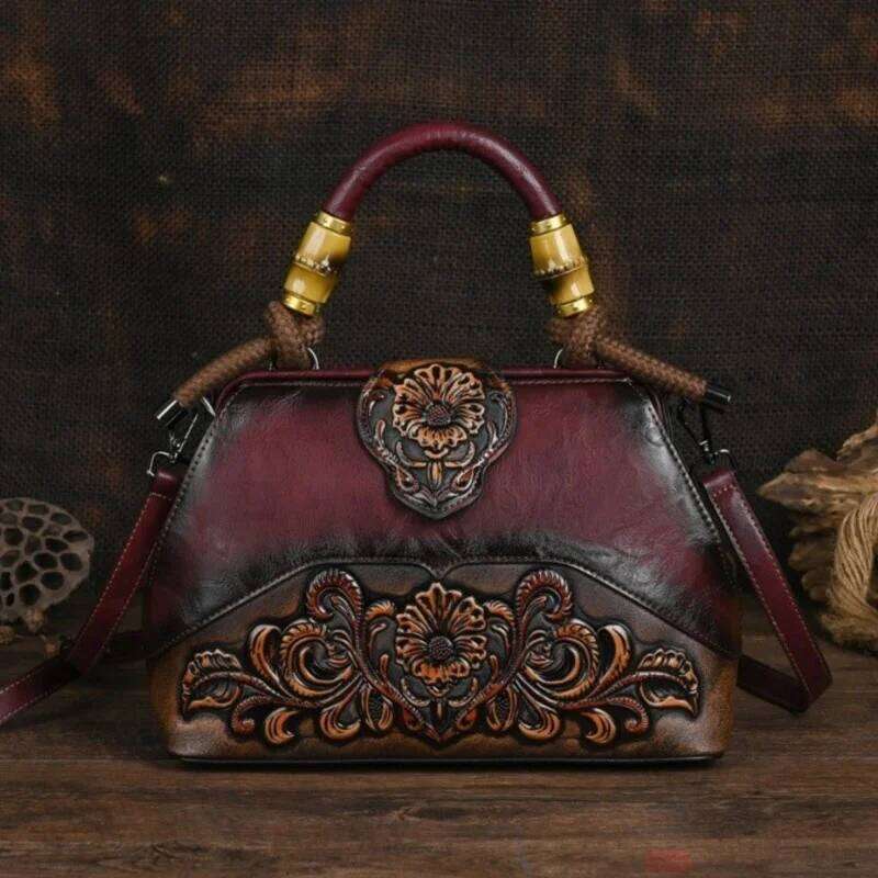 MOTAORA Handmade Handbags For Women Leather Shoulder 2025 New Vintage Carved Ladies Hand Bags Designer Bag