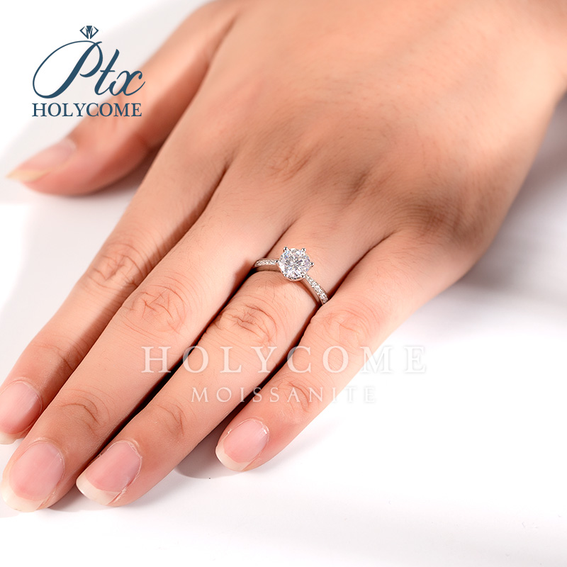 Shining 1Ct Moissanite Ring Diamond 925 Sterling Silver Fine Jewelry Ready to Ship 6 Claws Engagement Ring Women for Wedding