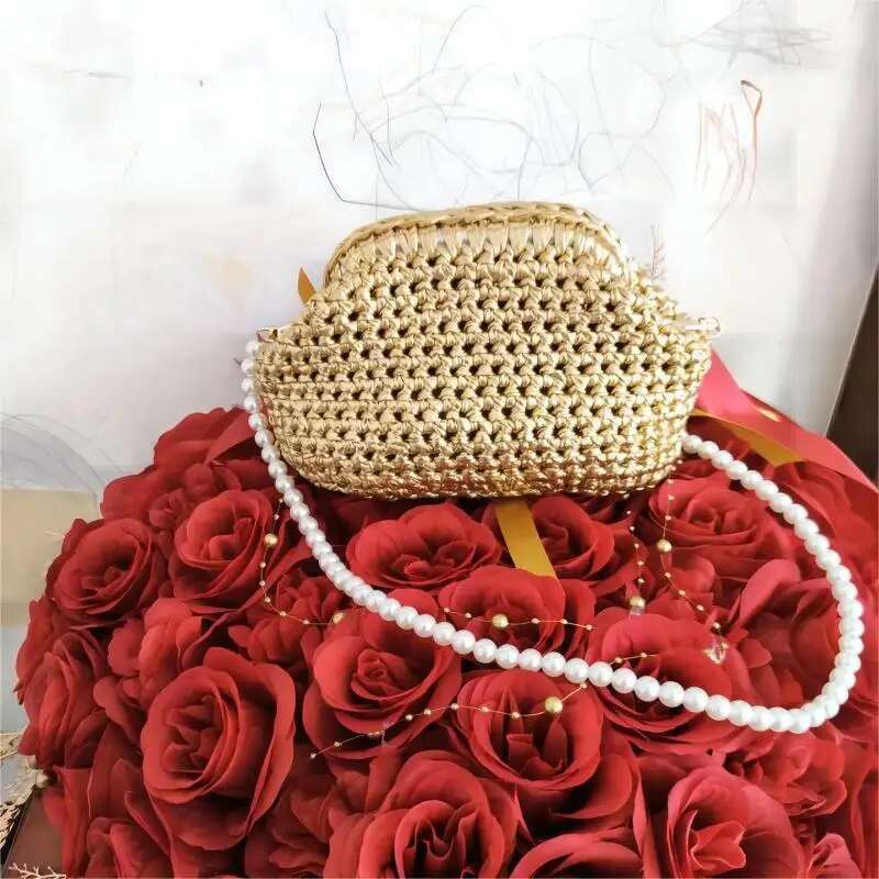 Ms inclined bag, woven fashion single shoulder cloth line set package Hand bag