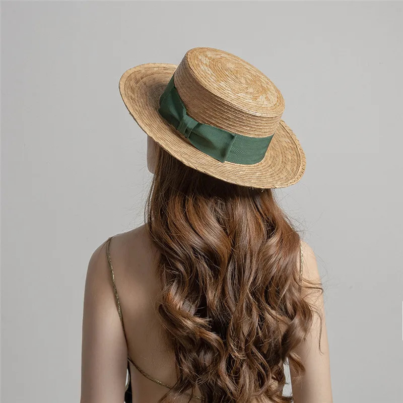 202503-hh5358b ns chic summer Natural palm leaf woven bowknot classic lady fedoras cap men women panama jazz hat 250526