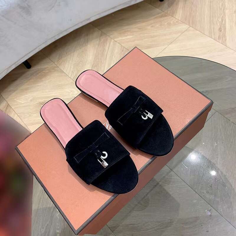 PL New Candy Color Lock Buckle Flat Sandals Fashion Casual Plus Size Women's Beach Slippers