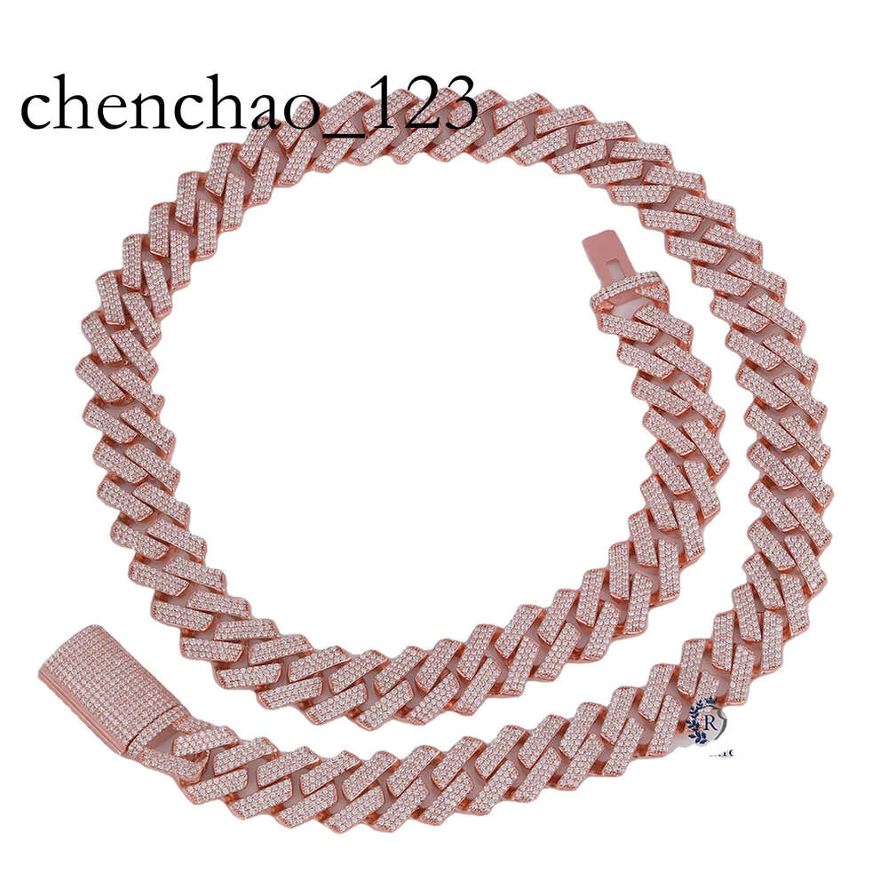 VVS Moissanite Cuban Link Chain 18mm Sterling Sier Iced Out Mens Necklace Pass Dia Tester