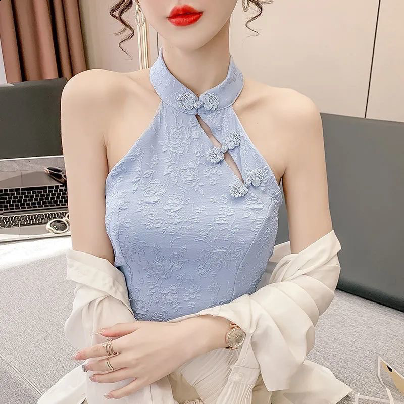 Plus Size 150kg Summer Outerwear Pure Desire Hot Girl Style Halter Buckle Cheongsam Modified Vest for Women Trendy 230310