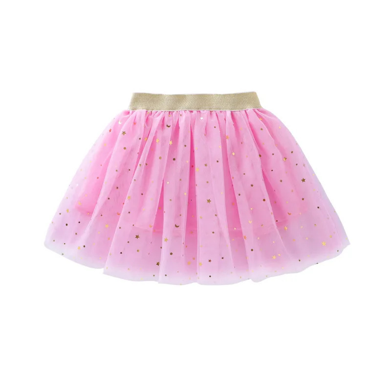 Childrens Skirts For Girls Summer Cotton Lace Baby Mini Tutu Stars Glitter Dance Sequin Birthday Party Skirt for Kids 250527