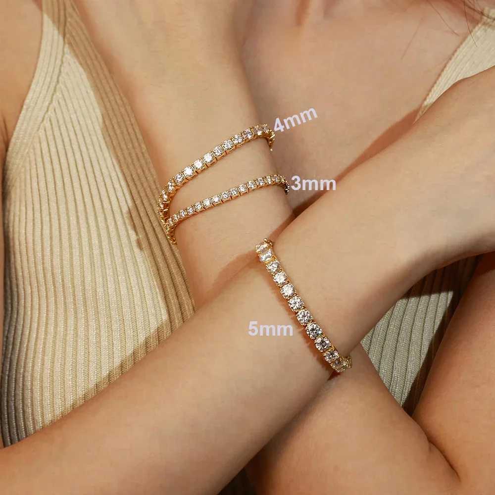 2-6.5mm Real Moissanite Tennis Bracelets for Women Men 925 Sterling Silver Plated White Gold Bracelet Sparkling Wedding Jewelry W250526