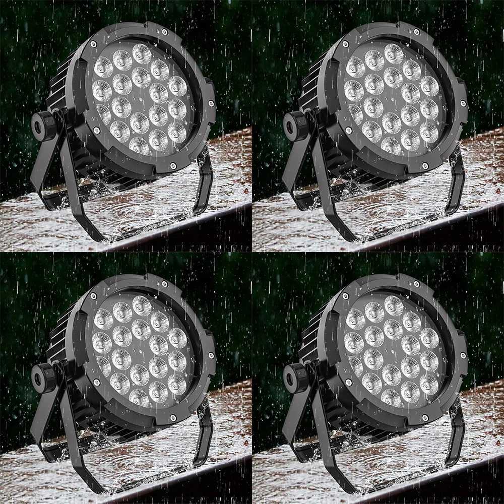 UKing 4PCS 150W LED Par Light 18x10W RGBWA+UV Waterproof 6in1 18LED Fixture Beads Stage Light DMX512 DJ Light for Disco Dance XJ250527
