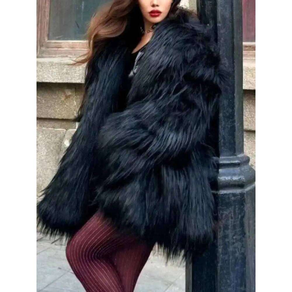 UCXQ Temperament Faux Fur Coat European Style Street Fashion All Match Loose Casual Women's Outerwear 2025 Autumn Winter 23C2516