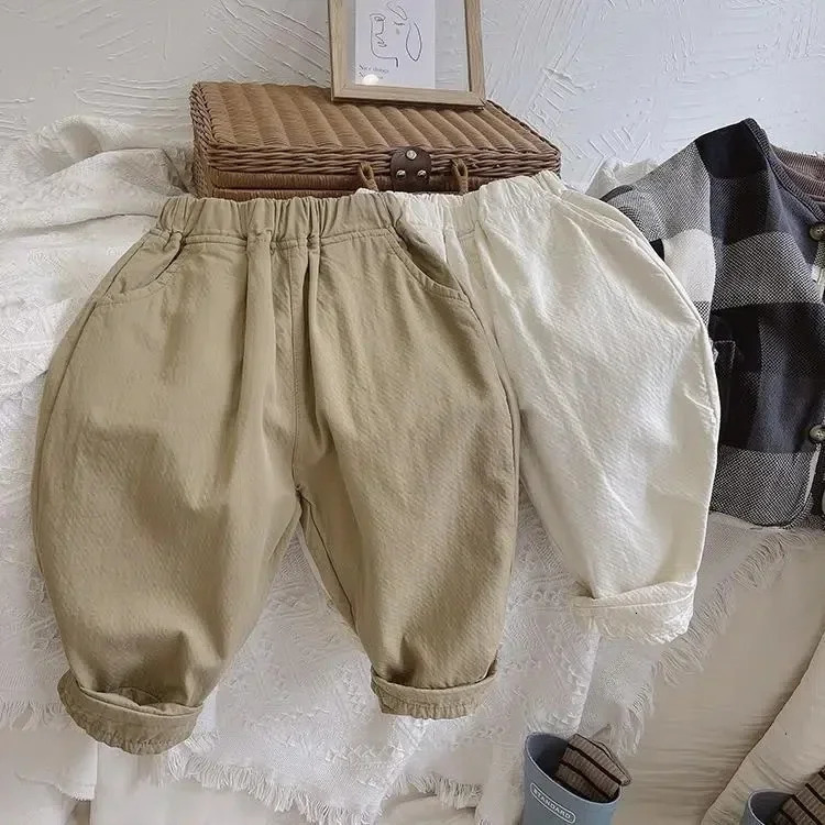 Spring Autumn Childrens Fashion Casual Loose Radish Pants for Boys Girls Solid Color Lantern Pants 250527