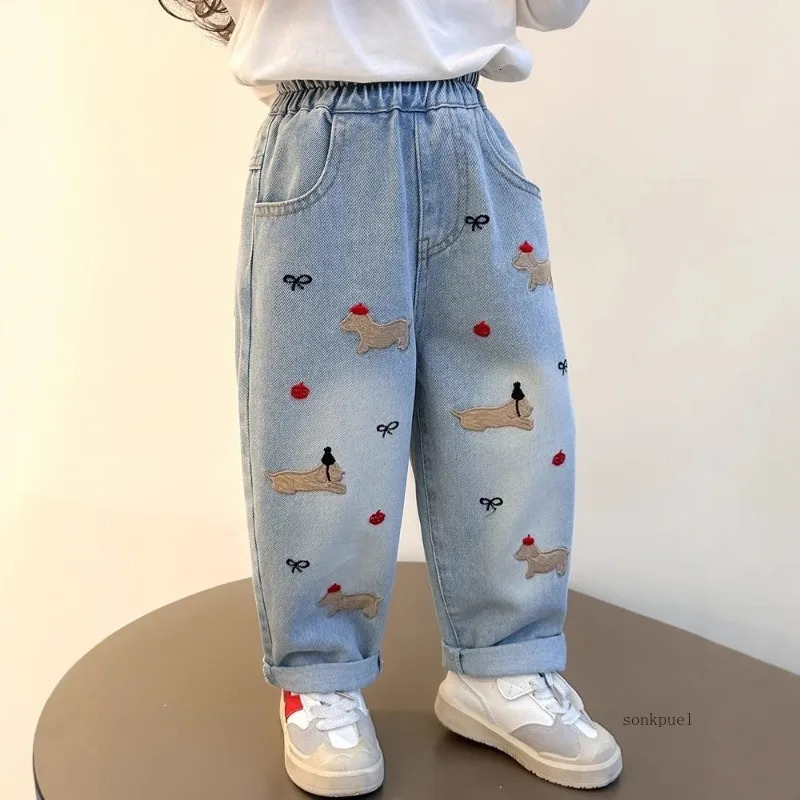 Fashion Kids Jeans Butterfly Embroidery Pants Baby Girls Clothes for Boys Children 250527
