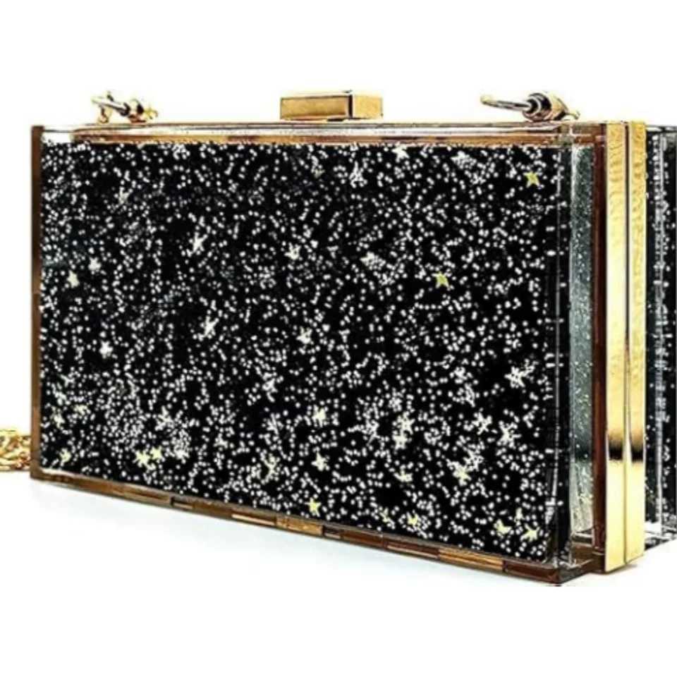 Elyzin Magical Transparent Sequins Clutch Purse Evening Handbag For Party Prom Bride W250527