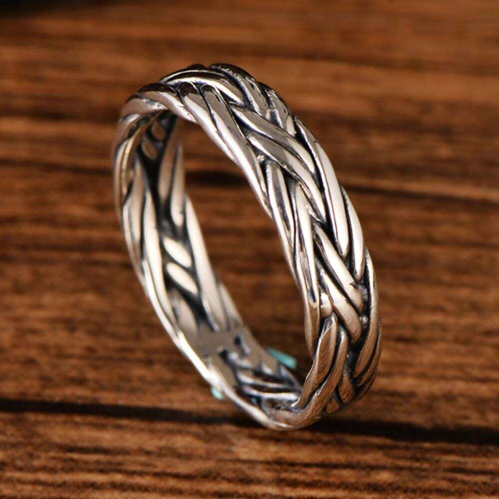 Vintage Sterling Braided Ring Men and Women Thai Sier Wholesale for Lovers Femme