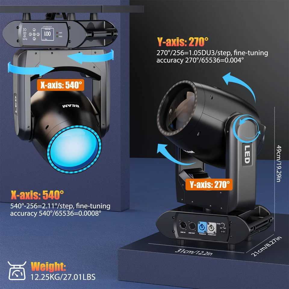 Yiflamefly 350W LCD Moving Head Light Stage Light DMX512 17CH Control Channel for Disco DJ Dance Hall Party Bar Performance XJ250527