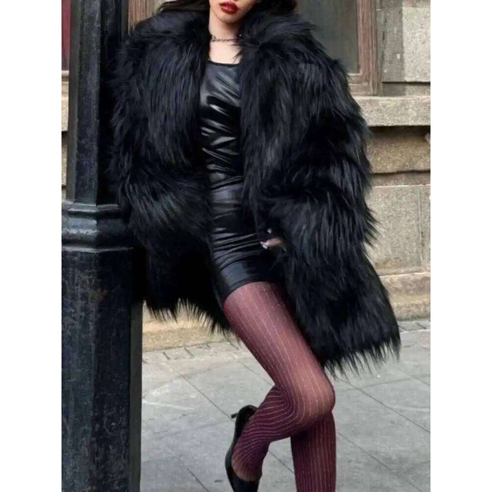 UCXQ Temperament Faux Fur Coat European Style Street Fashion All Match Loose Casual Women's Outerwear 2025 Autumn Winter 23C2516