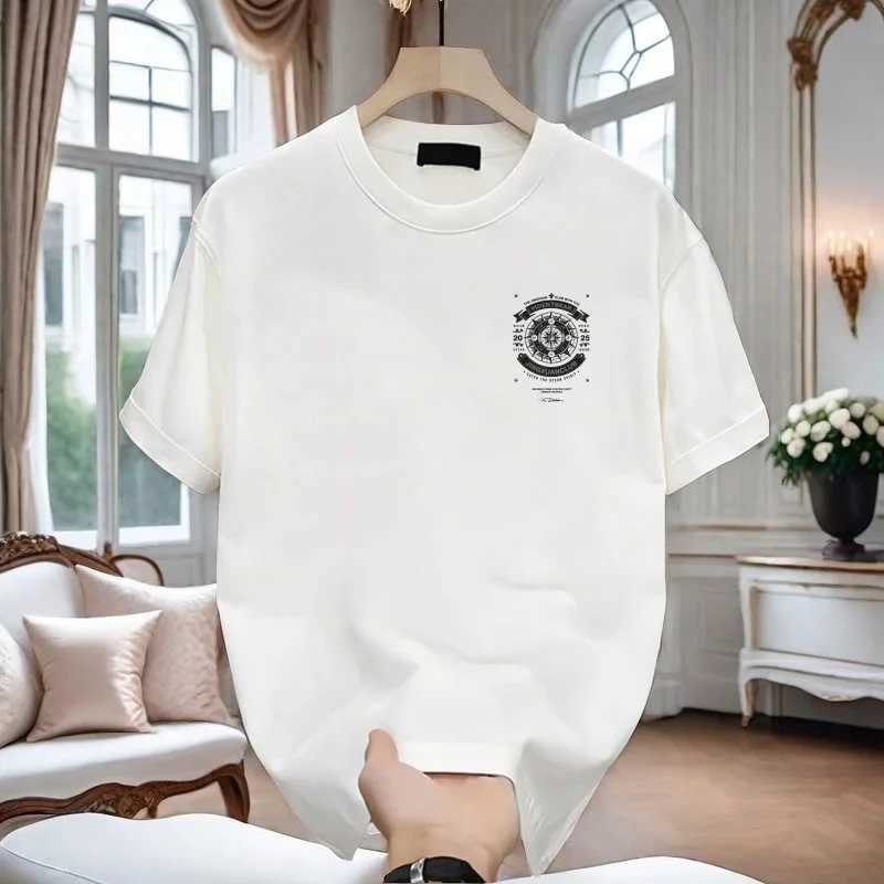Short Sleeve Mens Spring and Summer T-shirt 2025 New Cotton Fashion Brand Printed Trend Mens Loose Crew-neck Top Mens Wear Z250527