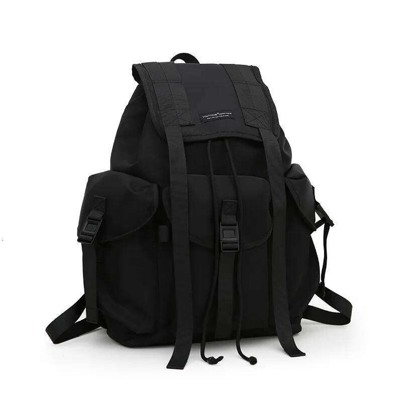 Tactical Techwear Hip Hop Backpack Men Women Outdoor Casual Motorcycle Waterproof Ribbons Drawstring School Bags Mochila