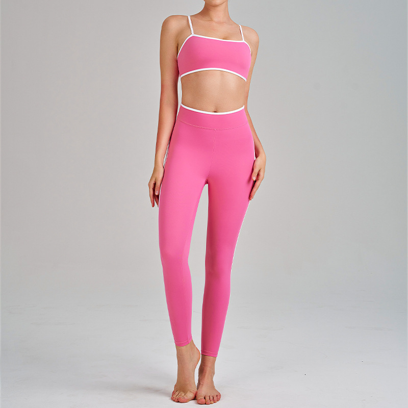Hello New Yoga Wear High Waist Hip Lift Tummy Control Slimming Camisole Beautiful Back Running Sports Bra Set for Women