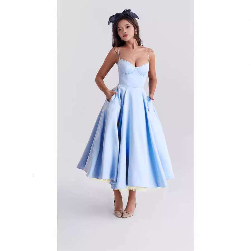Sexy Women's New V-neck Sleeveless Puff Sleeve Long Dress