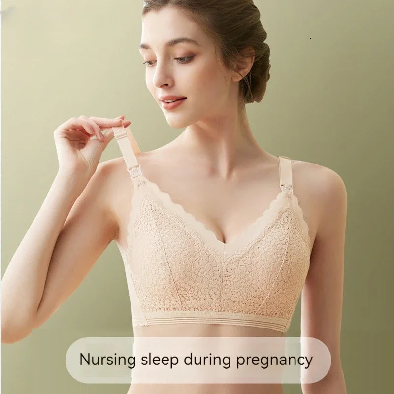 Lace Up Buckle Without Steel Ring to Prevent Sagging Breastfeeding Bra is Soft and Comfortable For Pregnant Women in Large 250527