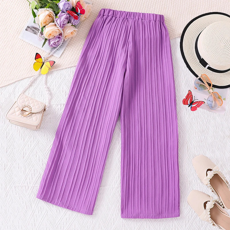 Girls Loose Casual Breathable Long Pants 812 Years Old Summer Candy Color Fashion Classic Straightleg 250527