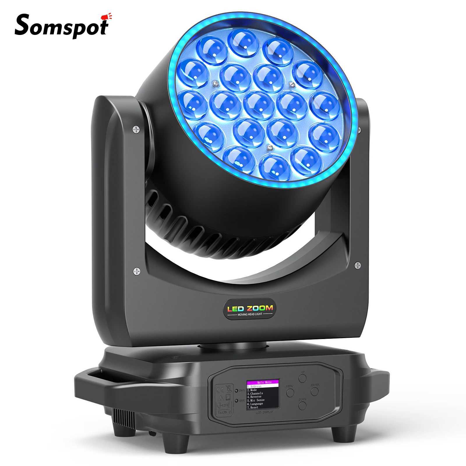 Somspot RGBW LED Moving Head Light Beam Focusing Light Dyeing Projection Light DMX512 Stage Light Effect for KTV Disco Bar Party XJ250527