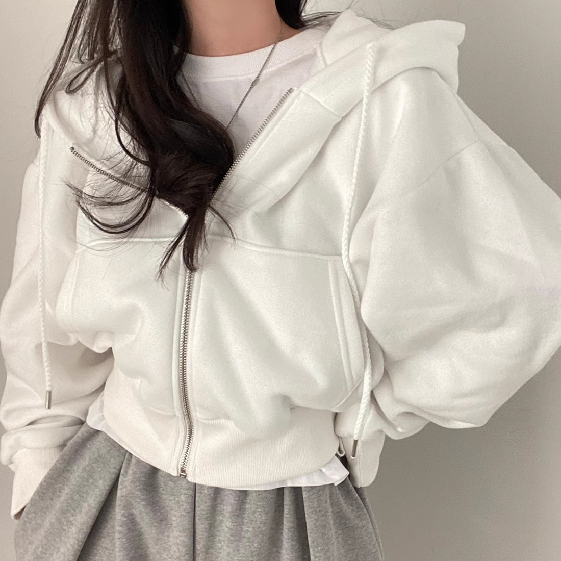 SLL2507 style loose hooded sweater jacket for women autumn and winter new style INS small short versatile long-sleeved top