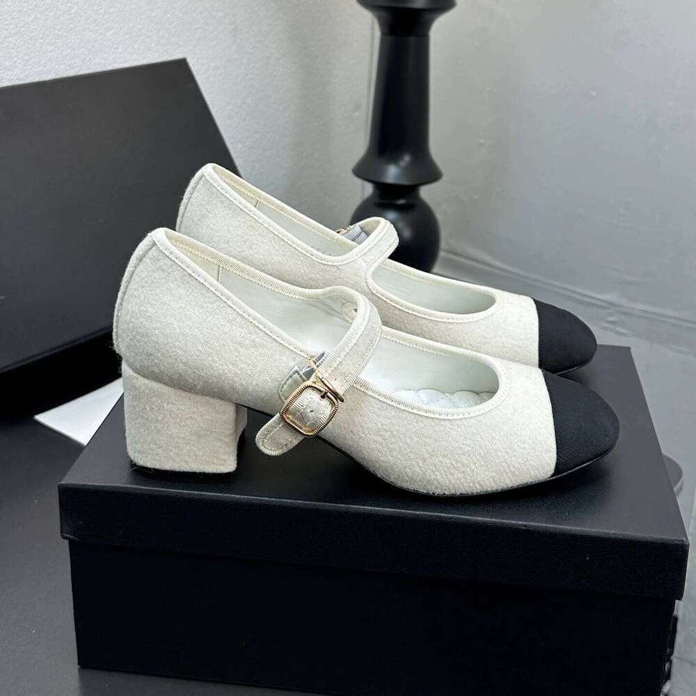 Spring Autumn Women Fashion Genuine Leather Pumps Mary Janes High Heels Round Toes Buckle Strap Party Dress Shoes Woman 41