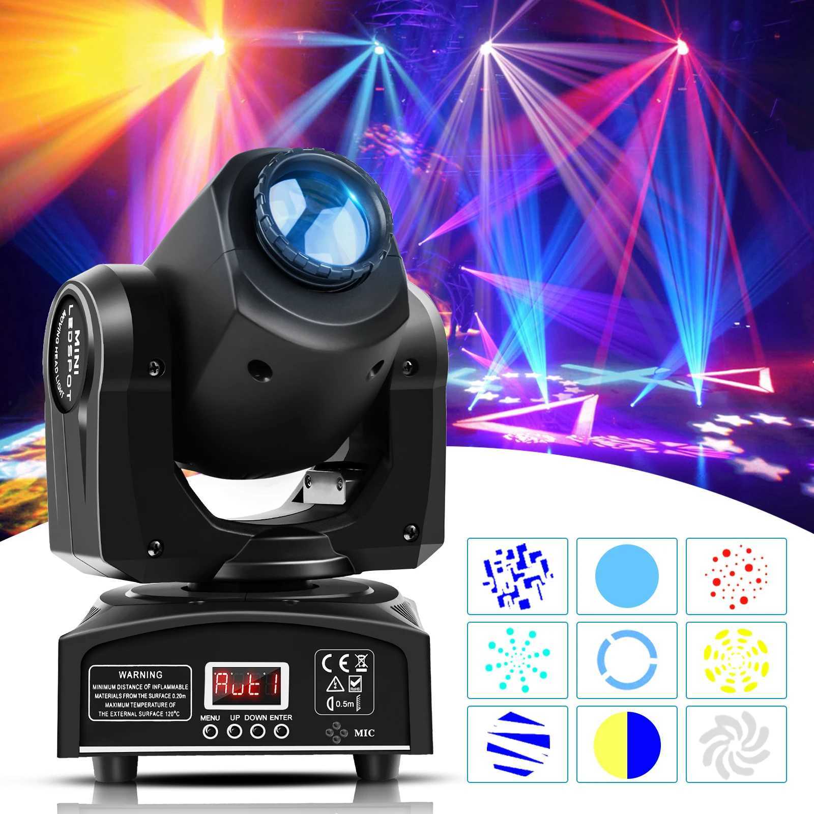 UKing 30W RGBW LED Moving Head Light 8Gobos 14Colors Stage Light DMX512 Spotlights Sound Activated for DJ Party Stage Lighting XJ250527