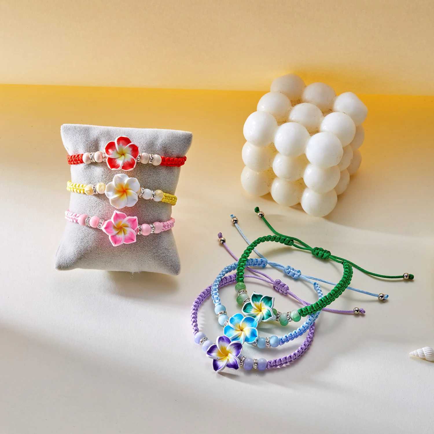 Bohemian Big Flower Charm Bracelets For Women Pink Red Blue Green Flowers Soft Clay Pottery Beaded Bangles Girls Party Jewelry W250526