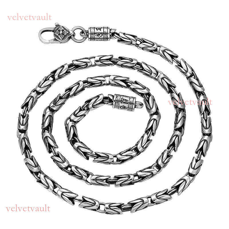 S Sterling Sier Men's Six Character True Words Vintage Peace Pattern Necklace Jewelry