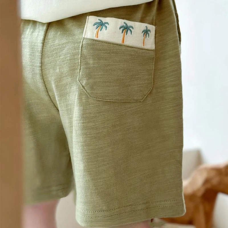 Boys Coconut Tree Embroidered Bamboo Cotton Breathable Thin Casual Shorts Summer Infant Toddler Girls Baby 250527