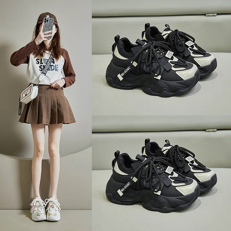 Womens Sneakers Tennis Female Shoes Platform Roses Trainers Mesh Black Casual Thick Sole Fashion Summer Leisure Sneakers Me 250526