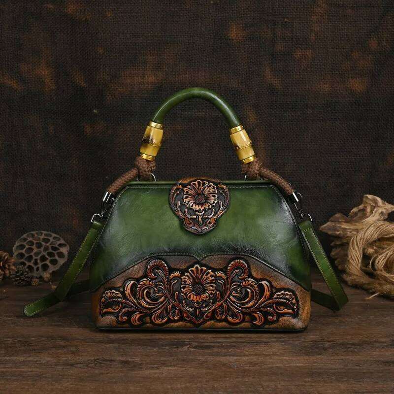 MOTAORA Handmade Handbags For Women Leather Shoulder 2025 New Vintage Carved Ladies Hand Bags Designer Bag