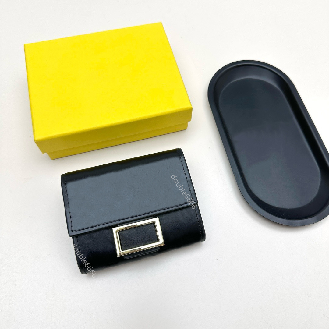 designer women men short folding wallets leather large capacity card holder solid color tri-fold clutch bag multi-functional wallets name card holder coin purse