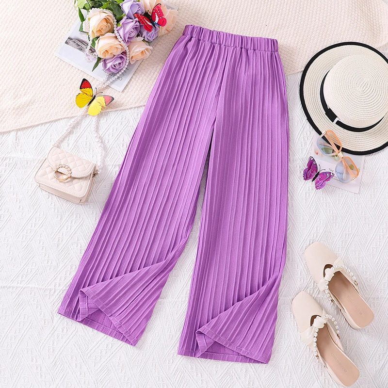 Girls Loose Casual Breathable Long Pants 812 Years Old Summer Candy Color Fashion Classic Straightleg 250527