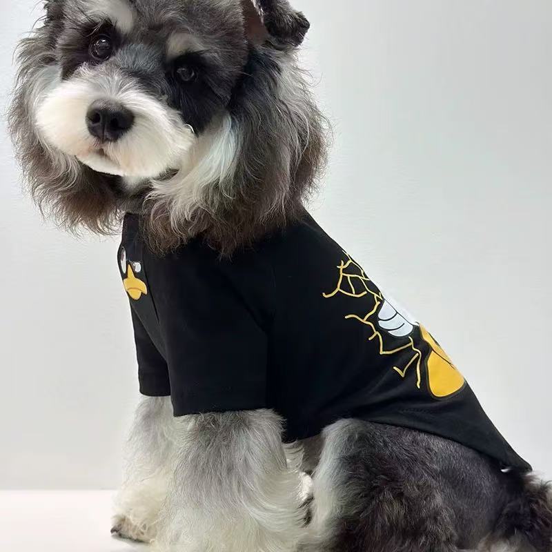 T00316 Dog Clothes Spring and Summer Cotton Pet Clothes Outing T-shirt Anti-shedding Printed Teddy Bichon Schnauzer Short Sleeve Clothes