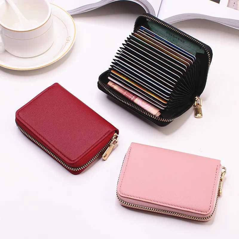 Business Card Holder Wallet Women/men Gray Bank/ID/ Holder 9 Slots Card Wallet PU Leather Protects Case Coin Purse Z250527